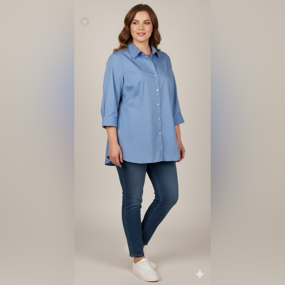 Avenue button down three quarter sleeve size 18/20 blue collar business casual